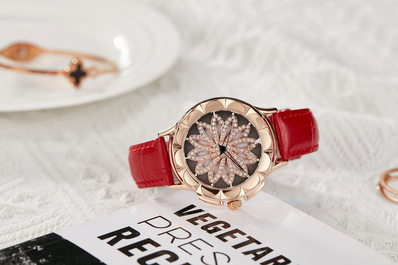 Rose Gold Rhinestone Ladies Watch