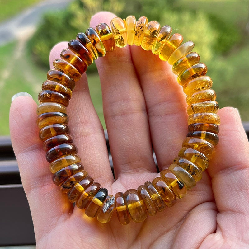 Sterling Silver Natural Amber Bracelet for Unisex