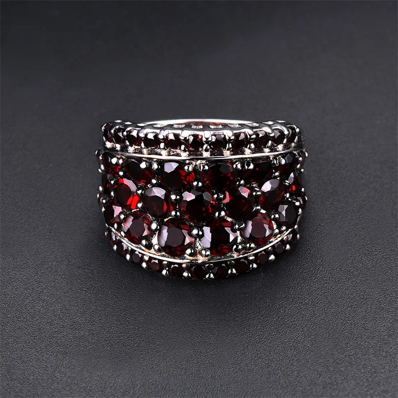 Sterling Silver Garnet Ring Red Garnet for Women