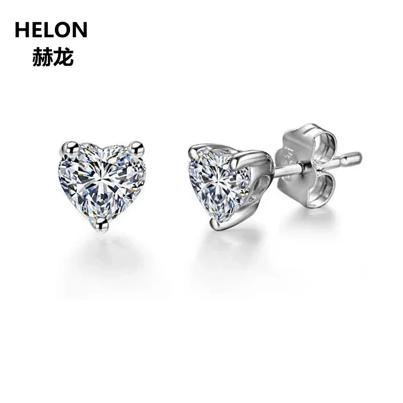 14k White Gold 0.9ct Moissanite Heart Cut Stud Earrings for Women