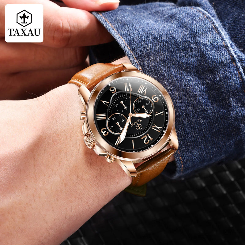 Quartz Leather Multifunction Watch for Men