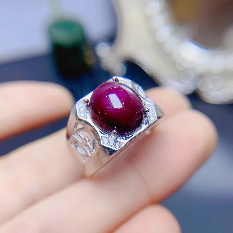 925 Sterling Silver Natural Ruby Ring for Men