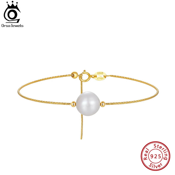 14K Gold & Sterling Silver 8mm Freshwater Pearl Bracelet for Women