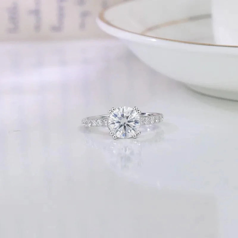 925 Sterling Silver 1.50CT Moissanite Diamond Engagement Ring for Women