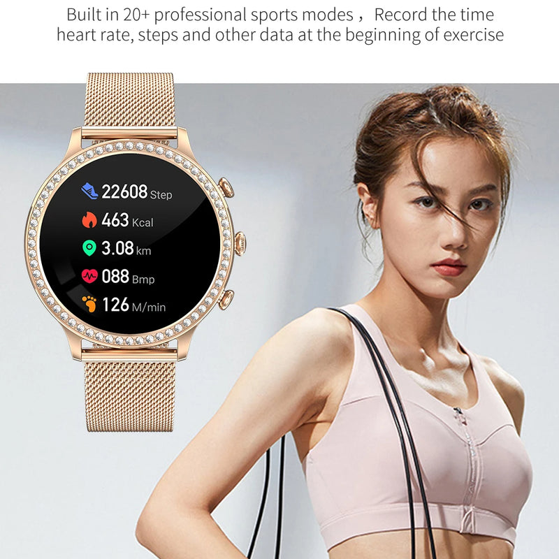 Stainless Steel Smart Watch with Bluetooth Calling, Heart Rate, and Blood Oxygen Monitoring for Women