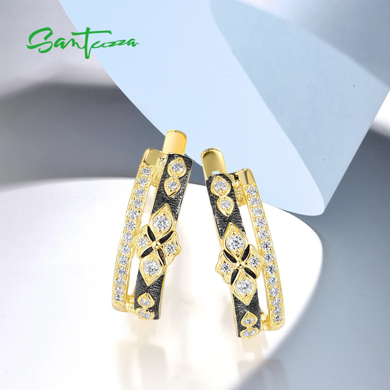 925 Sterling Silver Sparkling White Zircon Earrings for Women