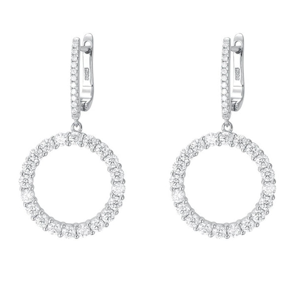 Wong Rain 925 Sterling Silver VVS1 3EX Sparkling Round Cut Real Moissanite Full Diamonds Fine Dangle Earrings Jewelry Gifts