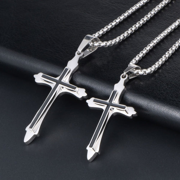 Titanium Stainless Steel Cross Pendant Necklace for Men