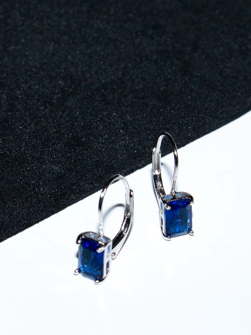 Sterling Silver Sapphire Blue Clip Earrings for Women