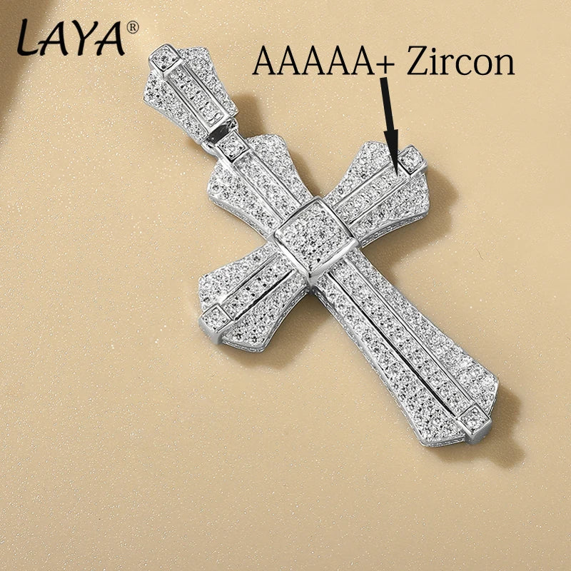 Sterling Silver Full Zircon Cross Pendant for Women