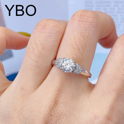 925 Sterling Silver Real Moissanite Heart Ring for Women