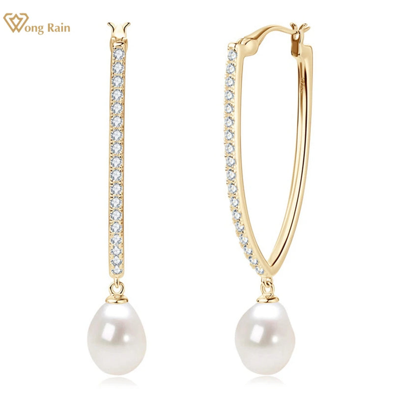 925 Sterling Silver Pearl Drop Earrings for Women.