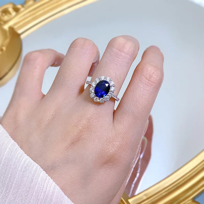 925 Sterling Silver Sapphire Ring for Women