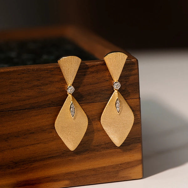 18K Gold Plated Sterling Silver Lab Sapphire Earrings for Women