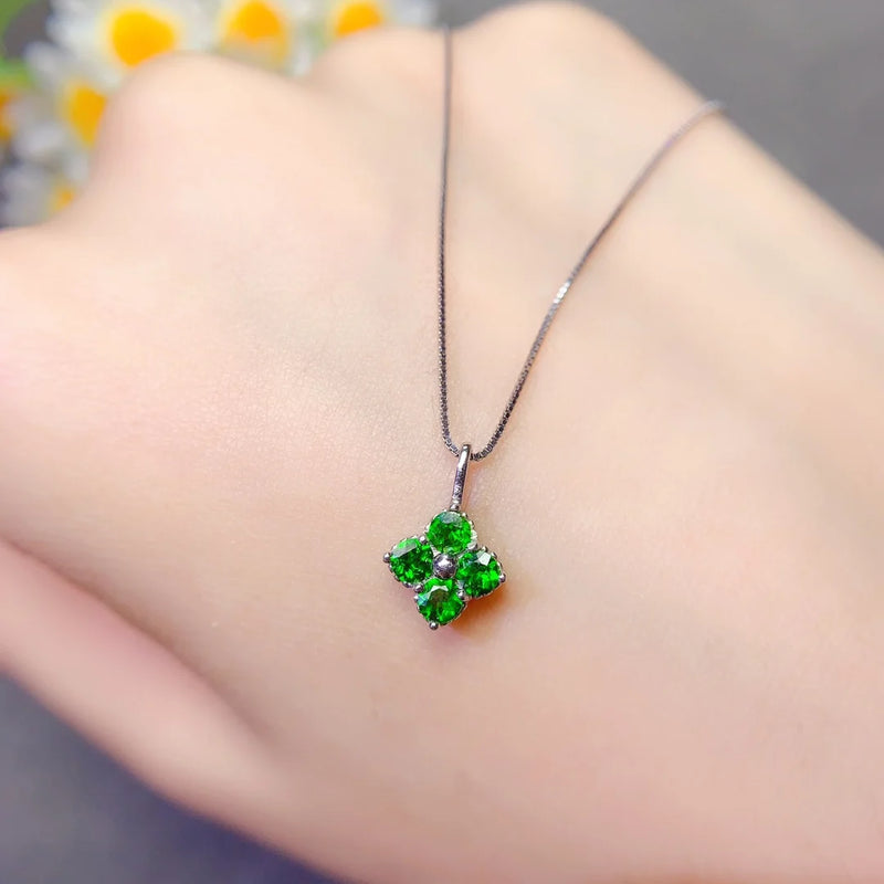 S925 Silver Diopside Pendant