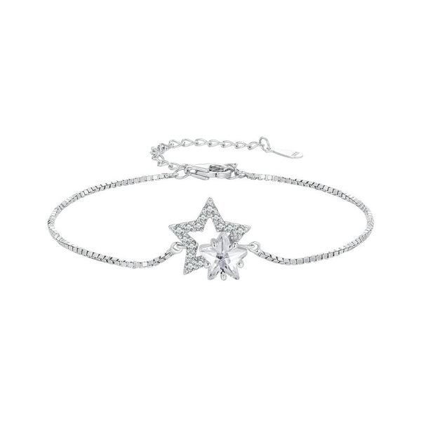 Sterling Silver Crystal Star Bracelet for Women