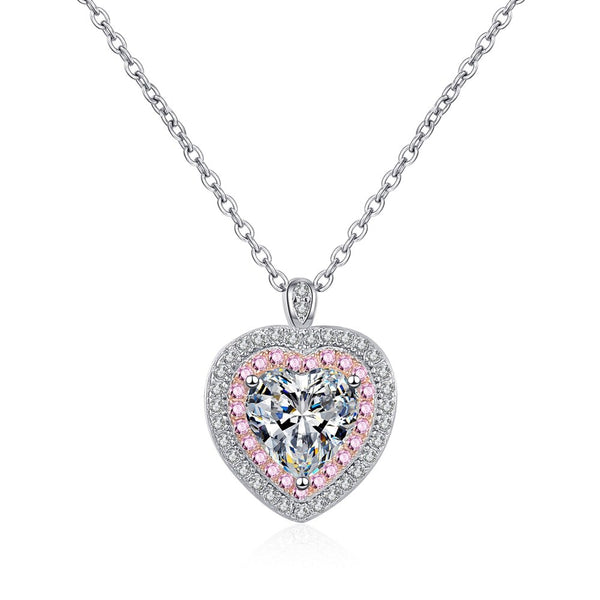 Wong Rain 100% 925 Sterling Silver VVS1 6.5MM Heart Real Moissanite Diamonds Gemstone Necklace Pendent Jewelry GRA Wholesale
