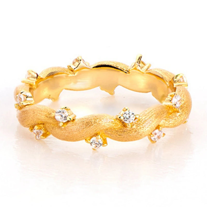 18K Gold Plated Sterling Silver Lab Sapphire Diamond Vintage Ring for Women