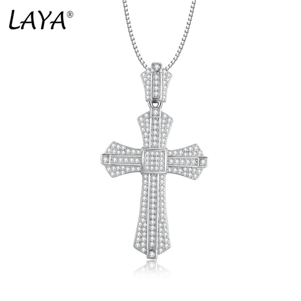 Sterling Silver Full Zircon Cross Pendant for Women