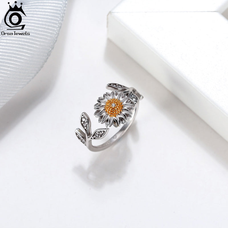 Sterling Silver Sunflower Ring for Women