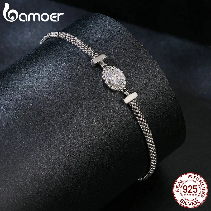 Sterling Silver 0.5ct Moissanite Weaved Bracelet for Women