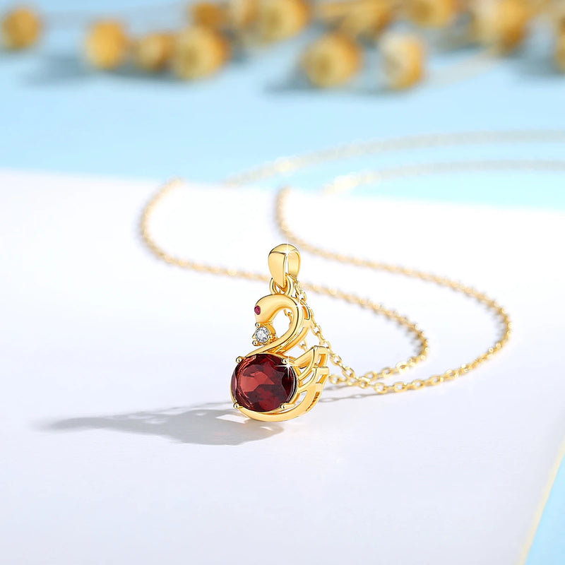 18K Gold Garnet Pendant for Women