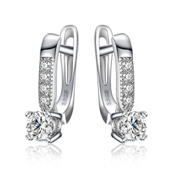 925 Sterling Silver Cubic Zirconia Clip Huggie Earrings for Women