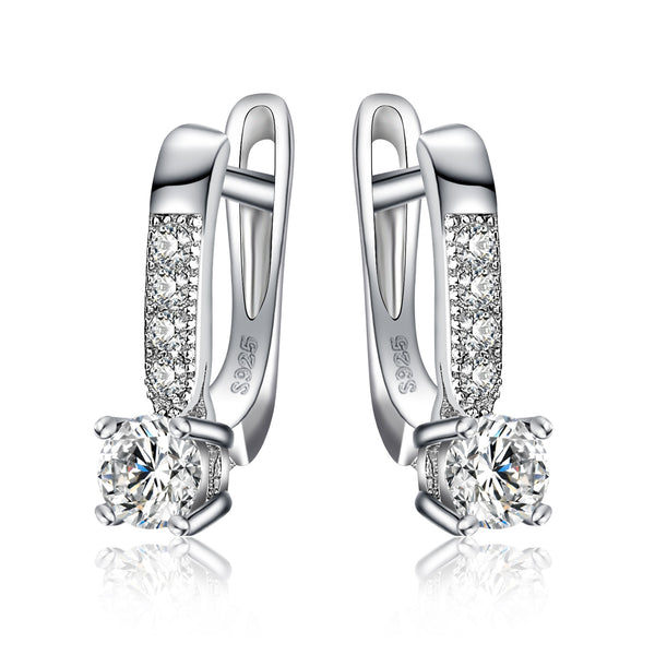 925 Sterling Silver Cubic Zirconia Clip Huggie Earrings for Women