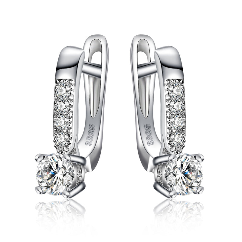 925 Sterling Silver Cubic Zirconia Clip Huggie Earrings for Women