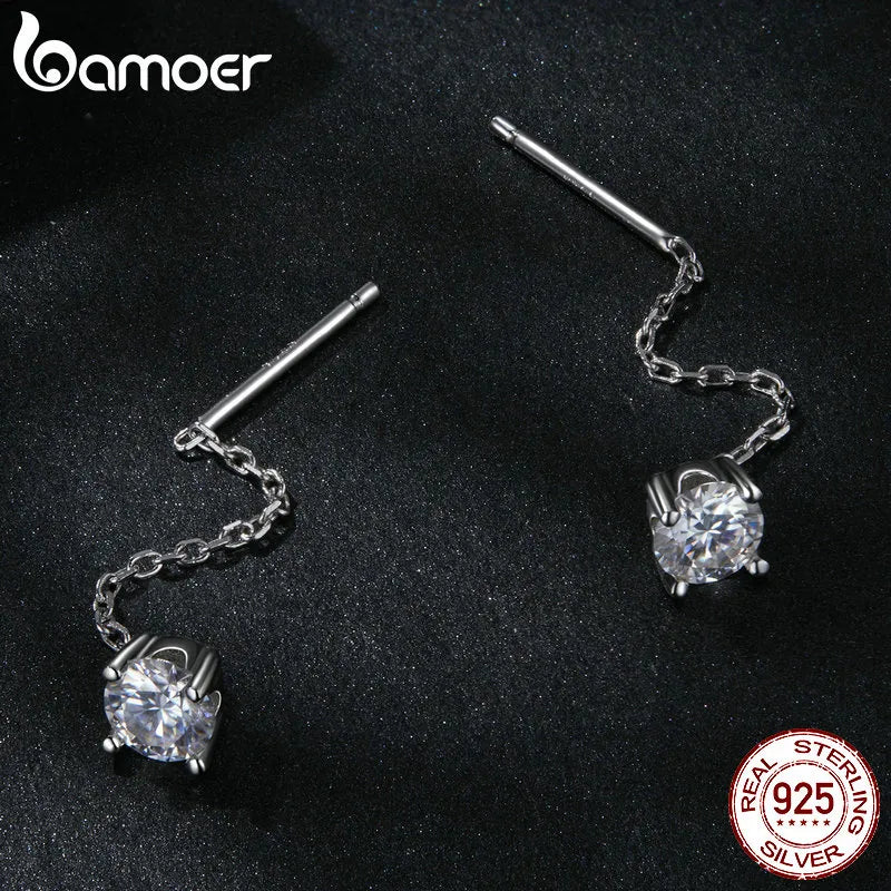 Sterling Silver Moissanite Drop Earrings for Women