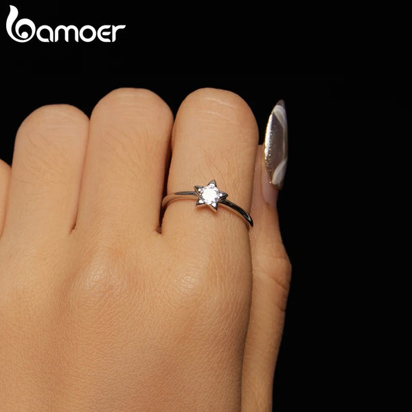 925 Sterling Silver Moissanite Star Ring for Women