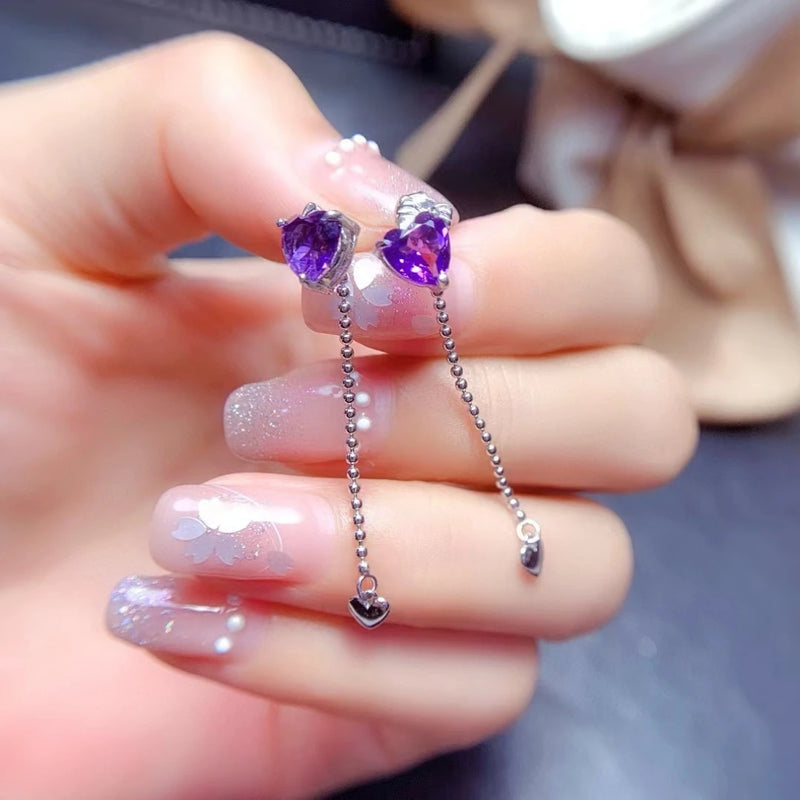 925 Sterling Silver Amethyst Stud Earrings for Women