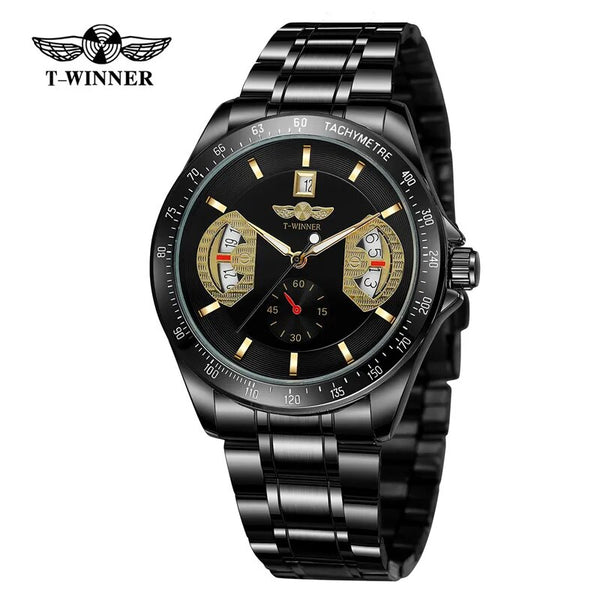 Stainless Steel Automatic Mechanical Tourbillon Watch for Men