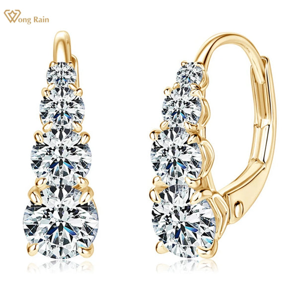 18K Gold Plated Sterling Silver VVS1 Moissanite Diamond Hoop Earrings for Women