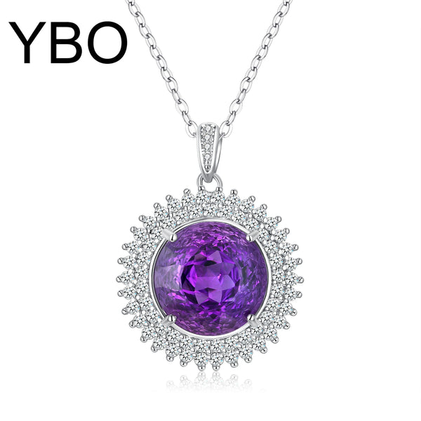 925 Sterling Silver Amethyst Pendant Necklace for Women