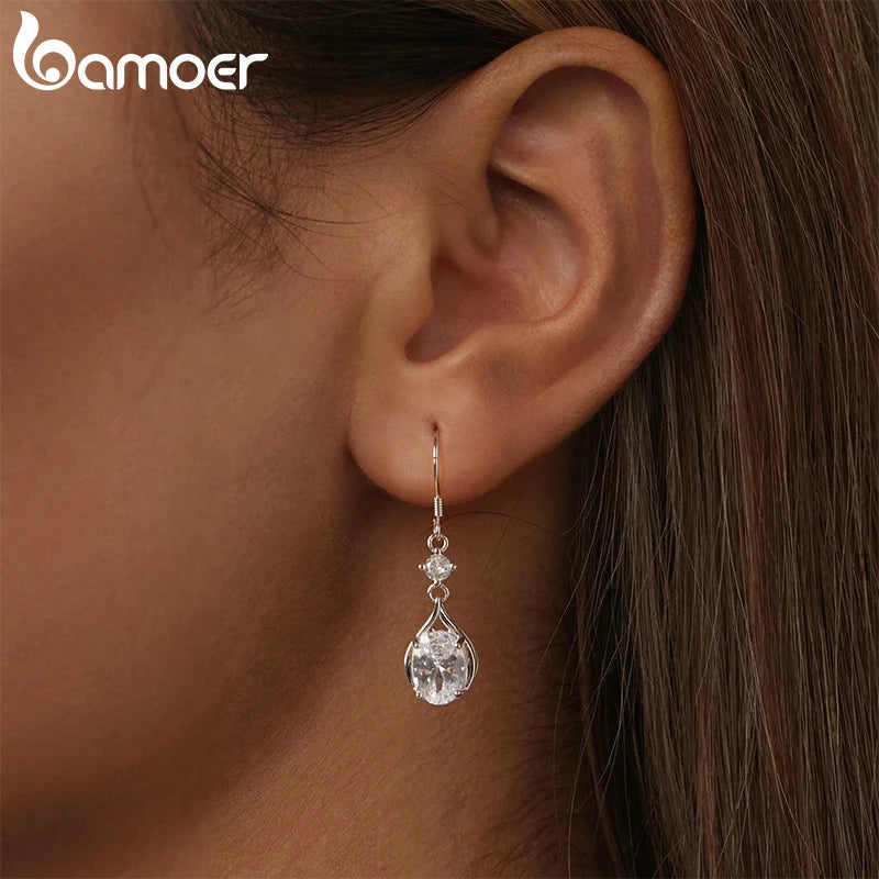 925 Sterling Silver Cubic Zirconia Teardrop Earrings and Necklace Set for Women