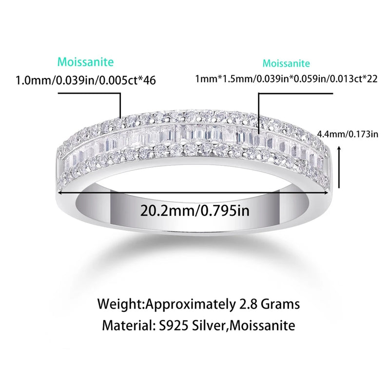 Sterling Silver 3EX VVS1 D Real Moissanite Diamonds Gemstone Ring for Women