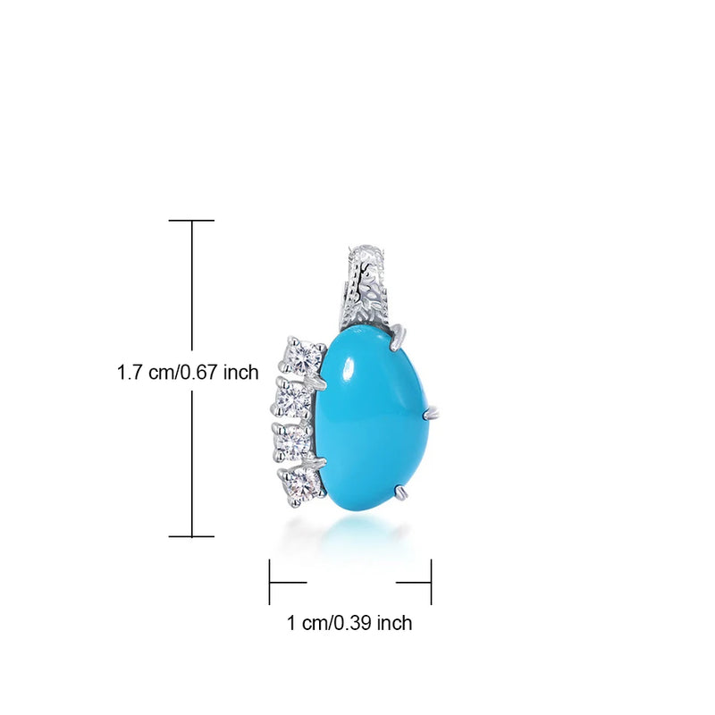 Sterling Silver Turquoise Pendant Necklace for Woman