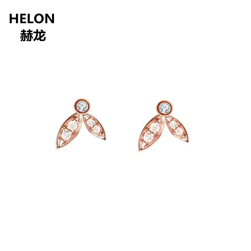 14k Rose Gold Natural Diamond Stud Earrings for Women