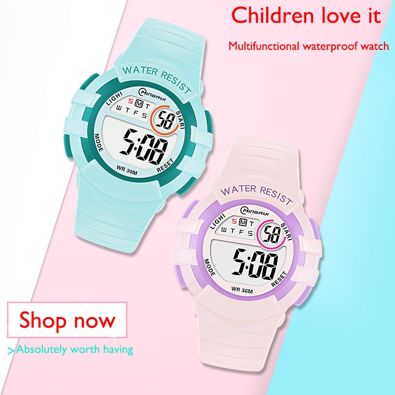 Stainless Steel Kids Electronic Watch Alarm Clock with Digital Display. for kids