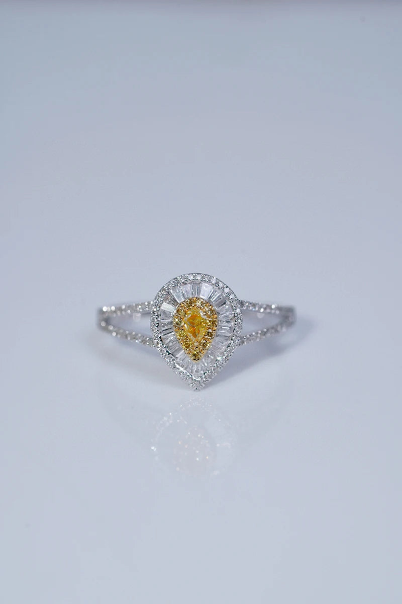 18K White Gold 0.63 Carat Yellow Diamond Engagement Ring for Women