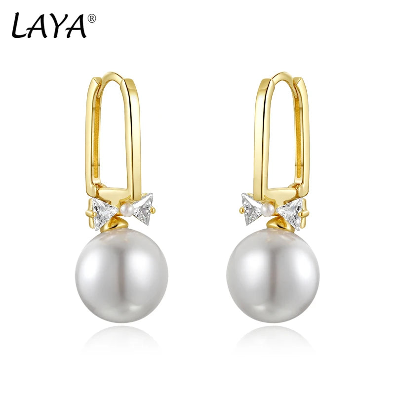 Sterling Silver Shell Pearl Drop Earrings for Women