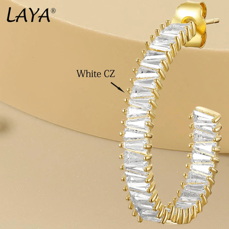 18k Gold Sparkling Zircon Hoop Earrings for Women