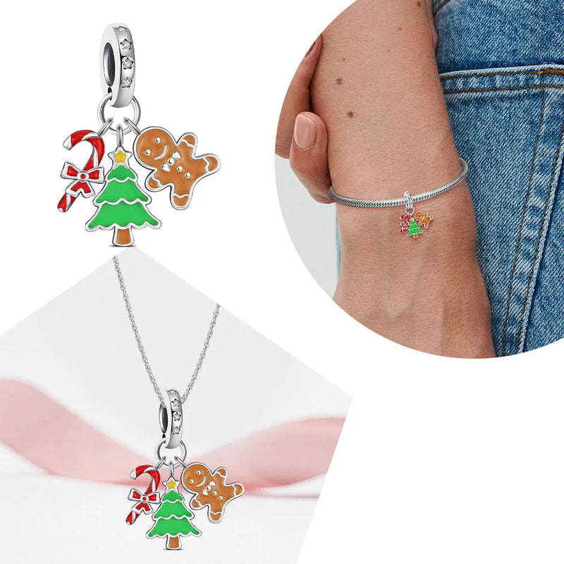 Sterling Silver Christmas Tree Pendant Fit 3mm Snake Chain for Women