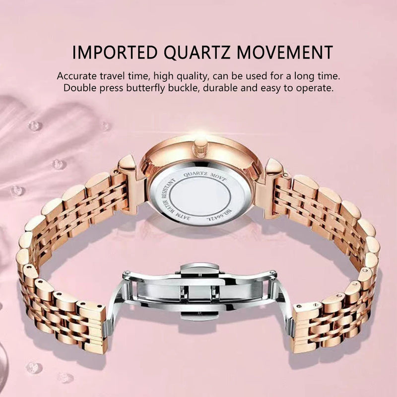 Stainless Steel Diamond Ladies Quartz Wristwatch with Waterproof Feature