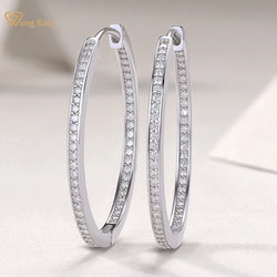 925 Sterling Silver, VVS1 3EX D Color Sparkling Real Moissanite Diamond Gems Elegant Hoop Earrings