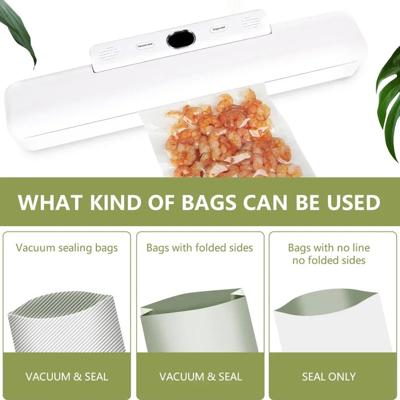 Automatic Vacuum Sealer Machine with Food Saver Bags for Food Storage