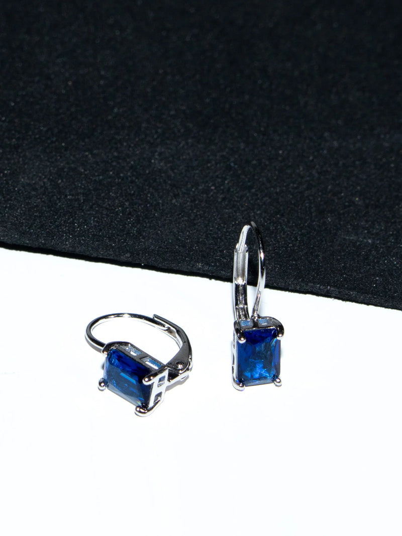 Sterling Silver Sapphire Blue Clip Earrings for Women