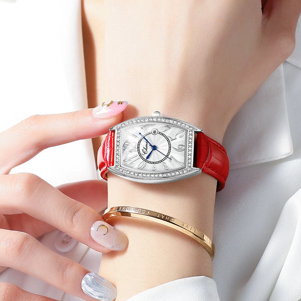 Quartz Diamond Leather Watch for Women