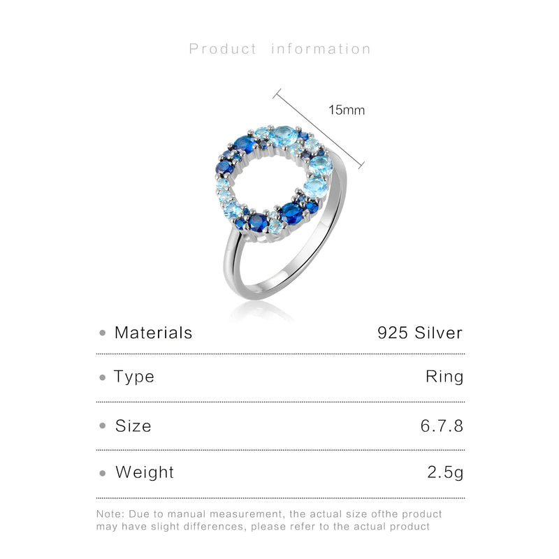 Sterling Silver Aquamarine and CZ Irregular Blue Rainbow Ring for Women